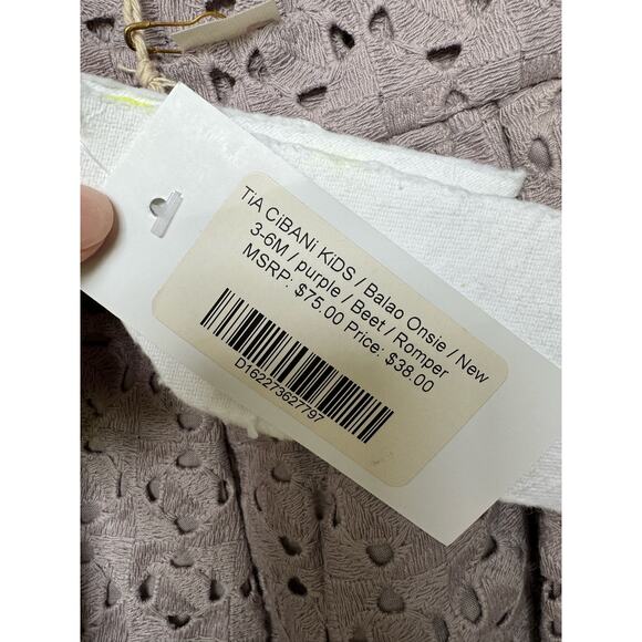 Tia Cibani 100% Cotton Sleeveless Balao Romper Purple Kids Girls 3-6M NWT - Picture 4 of 7